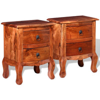 Comodini con Cassetti 2 pz in Legno Massello di Acacia 243972
