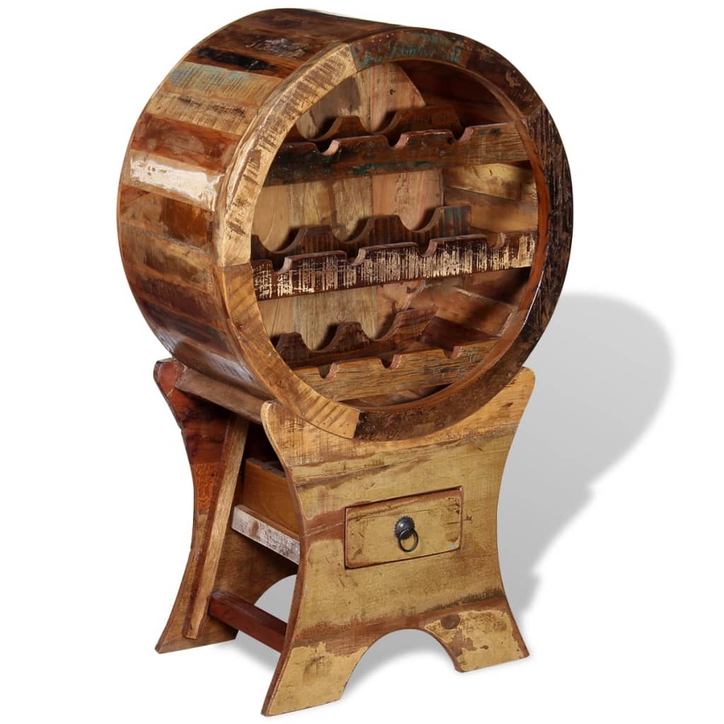 Portavini da 10 Bottiglie in Legno Massello di Recupero 243973