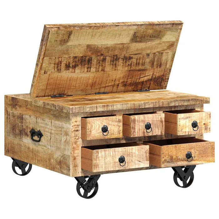 Tavolino da Salotto in Legno di Mango Grezzo 70x70x40 cm cod mxl 49694