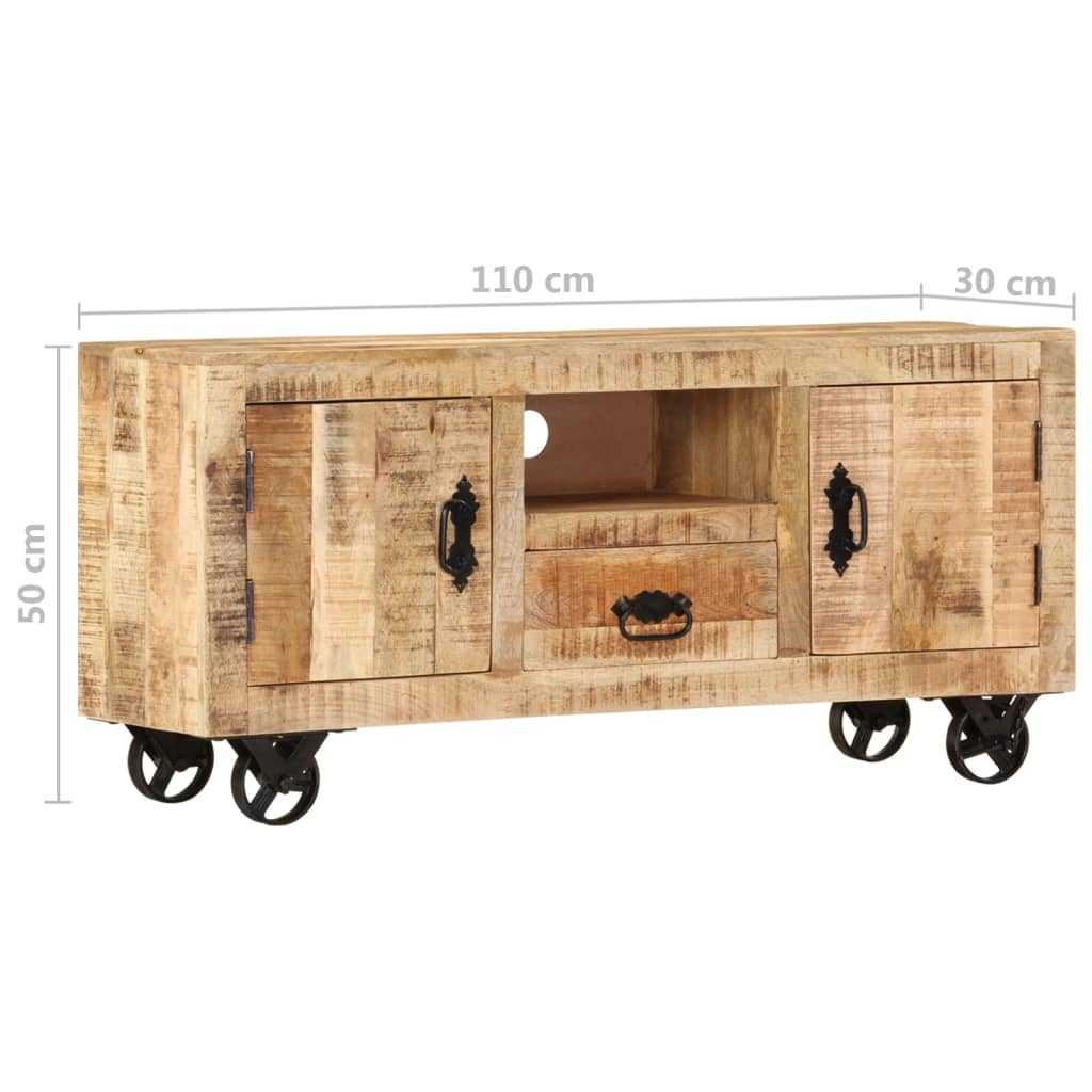 Mobile Porta TV in Legno Grezzo di Mango 110x30x50 cm 243983
