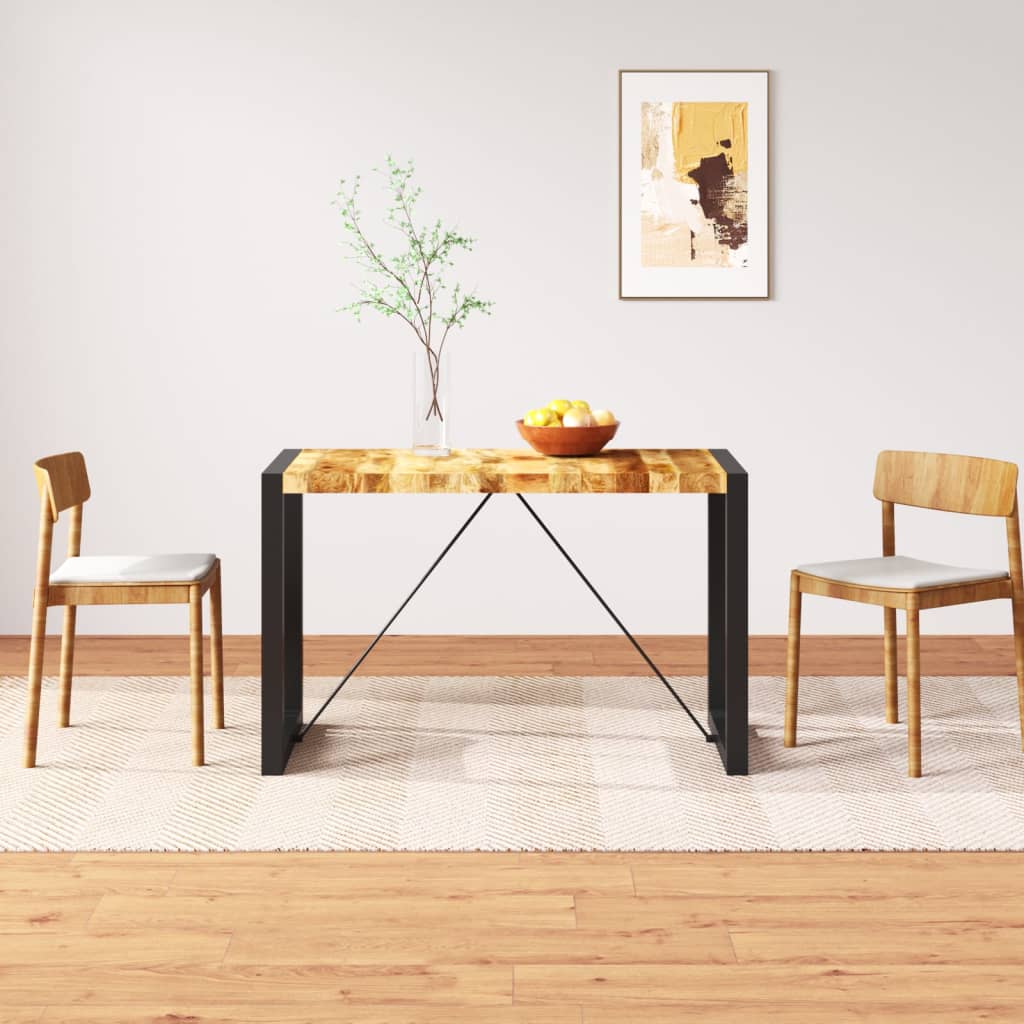 Tavolo da Pranzo in Legno Massello di Mango Grezzo 120 cm 243996