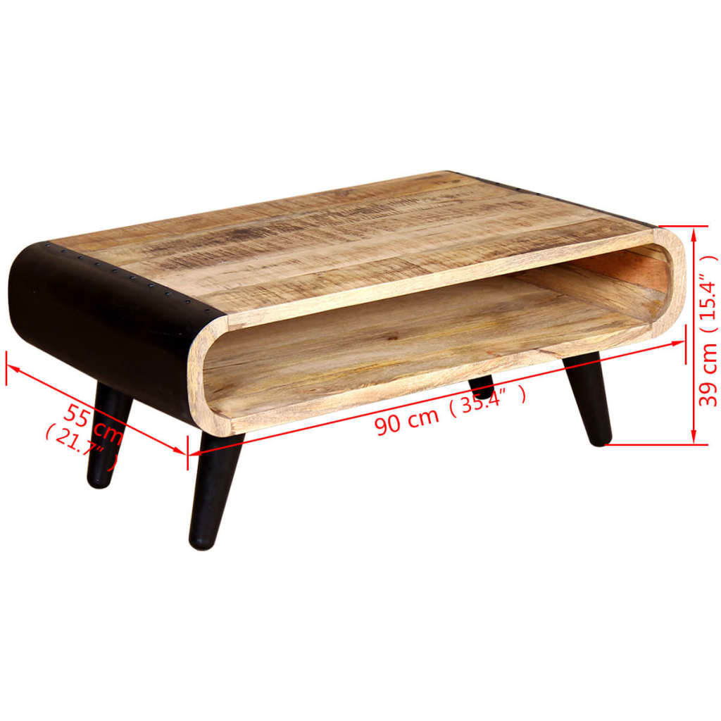 Tavolino da Salotto in Legno Grezzo di Mango 90x55x39 cm 244008