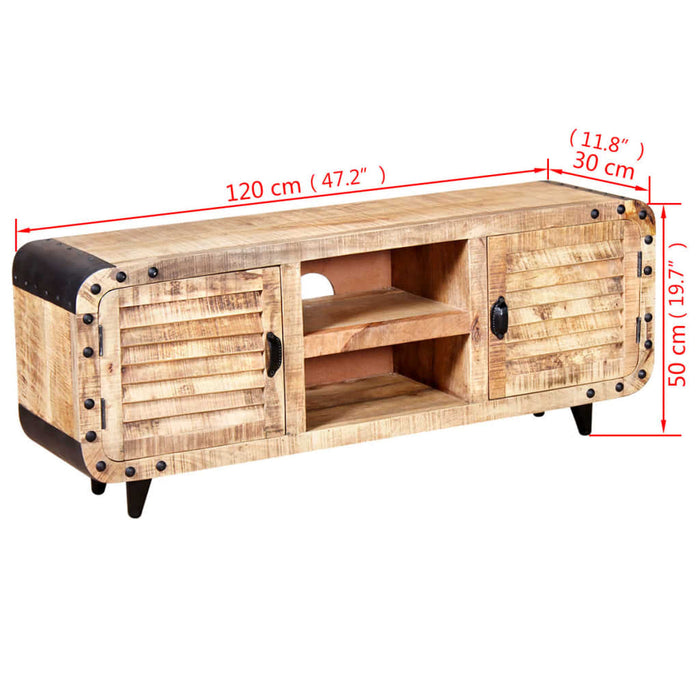Mobile Porta TV in Legno Grezzo di Mango 120x30x50 cm 244009