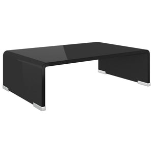 Mobile/Rialzo Porta TV in Vetro-Supporto per TV Nero 40x25x11 cm