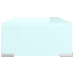 Mobile/Rialzo Porta TV in Vetro Bianco 40x25x11 cm