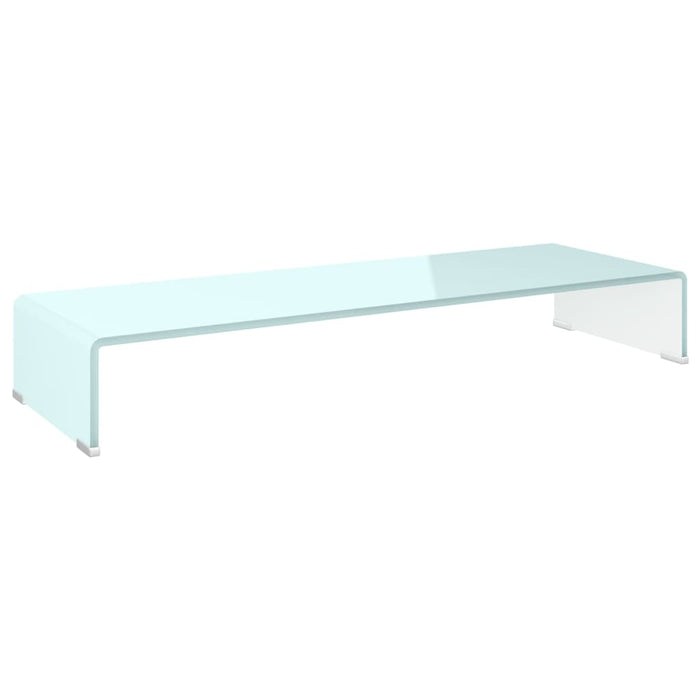 Mobile/Rialzo Porta TV in Vetro Bianco 90x30x13 cm