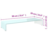 Mobile/Rialzo Porta TV in Vetro Bianco 90x30x13 cm