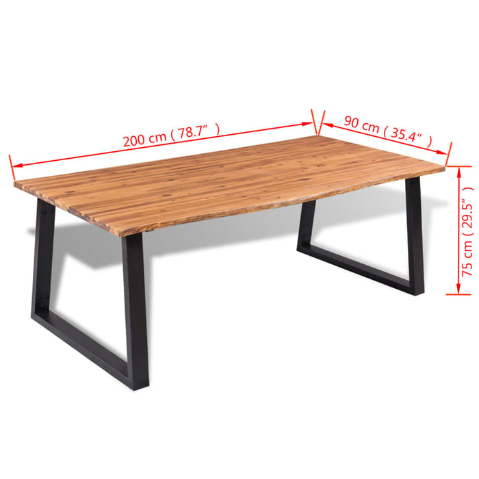 Tavolo da Pranzo Legno Massello Acacia 200x90 cm