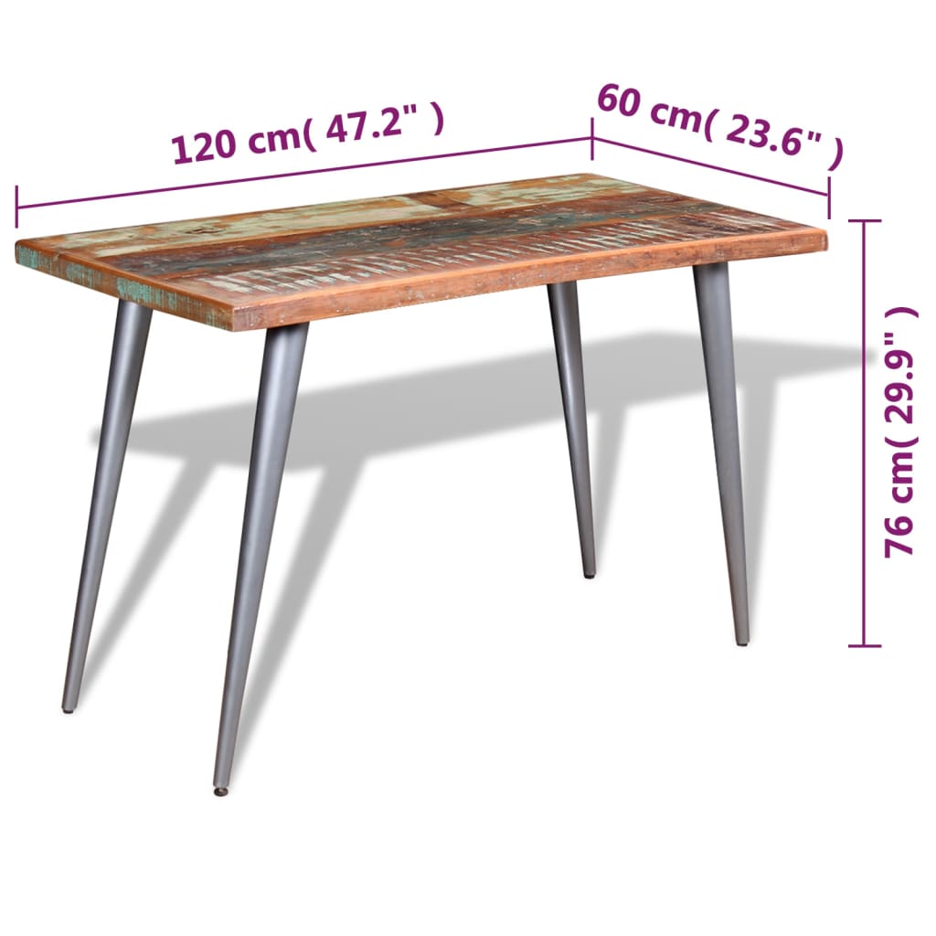 Tavolo da Pranzo in Legno Massello Anticato 120x60x76 cm 244242