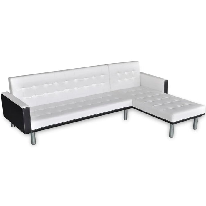 Divano Letto a L in Pelle Artificiale Bianco  cod mxl 18692