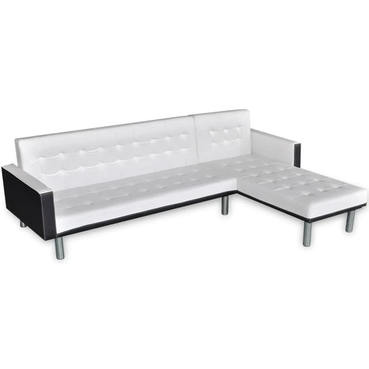 Divano Letto a L in Pelle Artificiale Bianco 244329