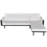 Divano Letto a L in Pelle Artificiale Bianco 244329
