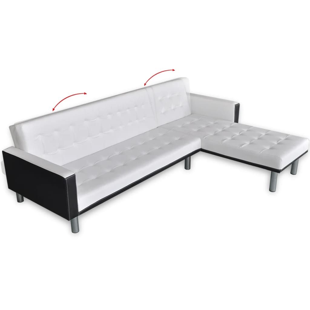 Divano Letto a L in Pelle Artificiale Bianco 244329