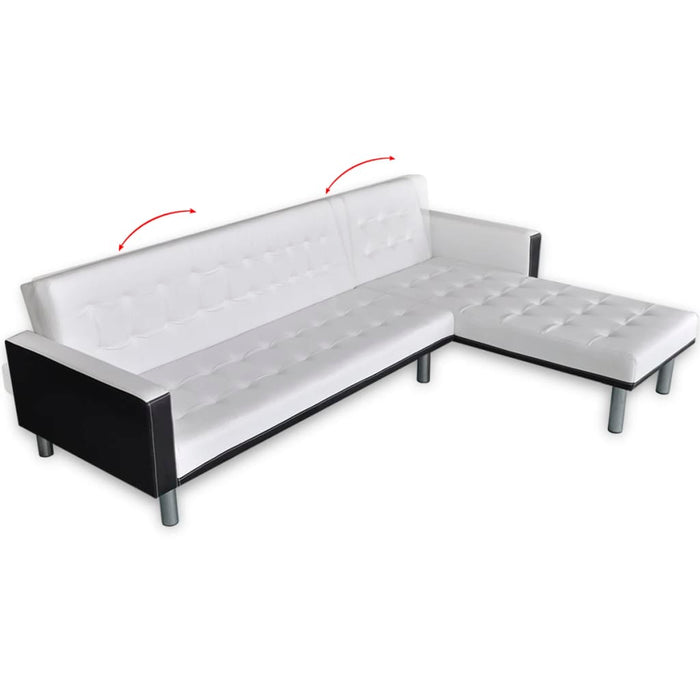 Divano Letto a L in Pelle Artificiale Bianco 244329