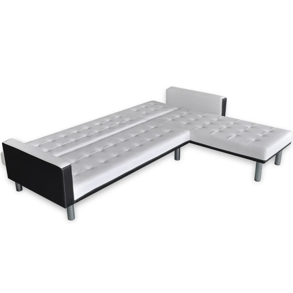 Divano Letto a L in Pelle Artificiale Bianco  cod mxl 18692