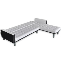 Divano Letto a L in Pelle Artificiale Bianco  cod mxl 18692