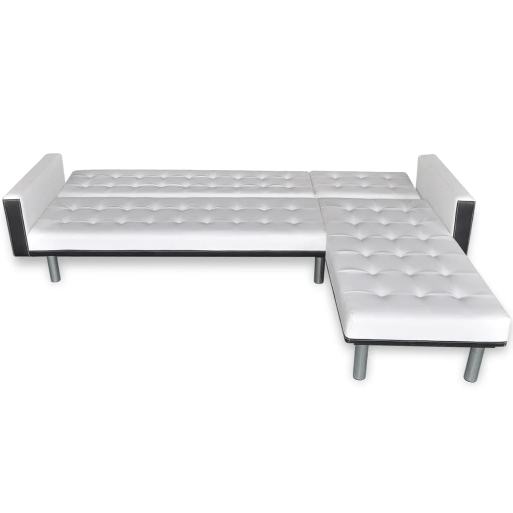 Divano Letto a L in Pelle Artificiale Bianco  cod mxl 18692
