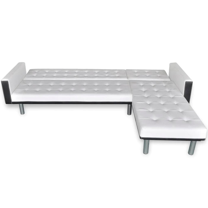 Divano Letto a L in Pelle Artificiale Bianco  cod mxl 18692