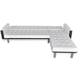 Divano Letto a L in Pelle Artificiale Bianco 244329