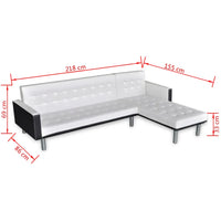 Divano Letto a L in Pelle Artificiale Bianco 244329