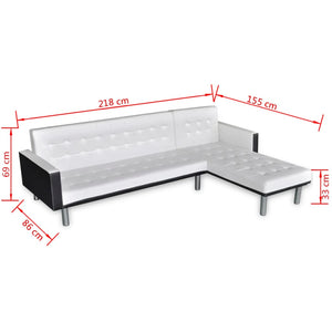 Divano Letto a L in Pelle Artificiale Bianco 244329