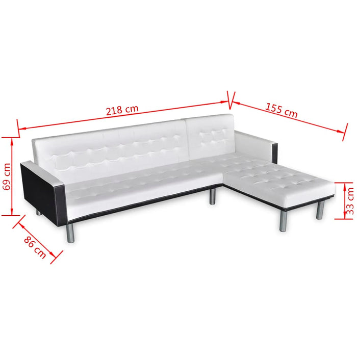 Divano Letto a L in Pelle Artificiale Bianco 244329