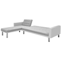 Divano Letto ad Angolo Tessuto 218x155x69 cm Bianco e Grigio 244331