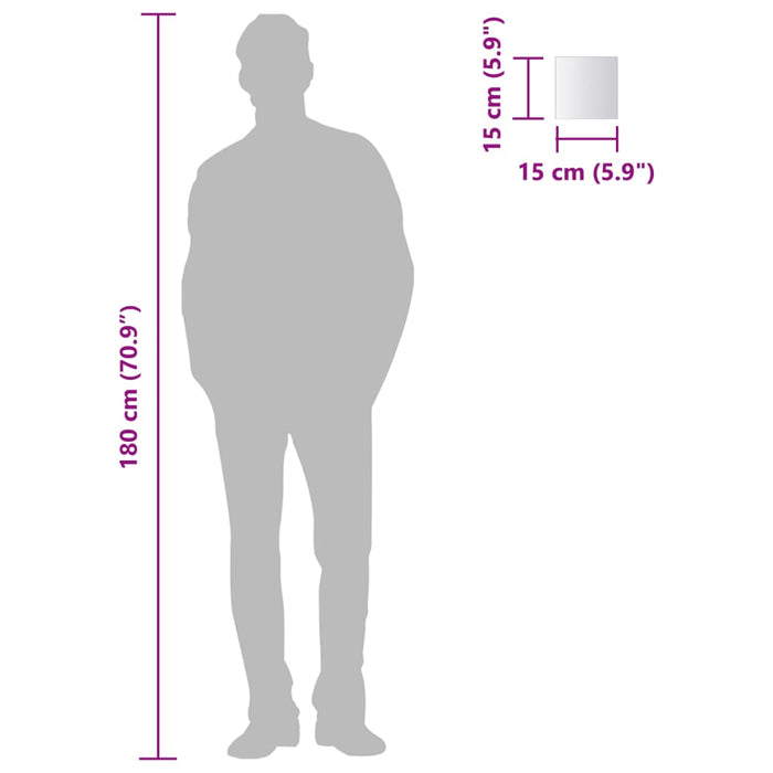 24 Pz Piastrelle a Specchio Quadrate in Vetro 244462