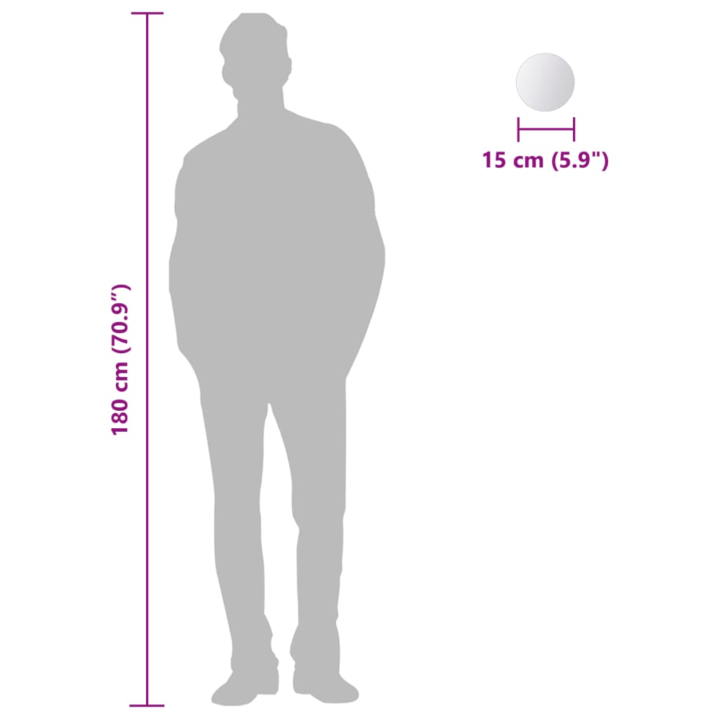 8 Pz Piastrelle a Specchio Rotonde-Specchio decorativo in Vetro