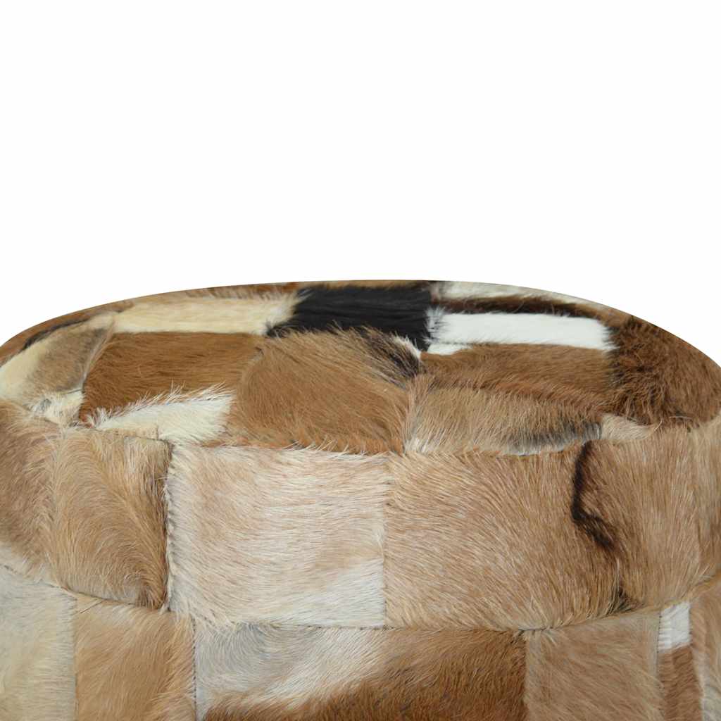 Pouf Rotondo in Pelle di Capra 50x50x45 cm 244548
