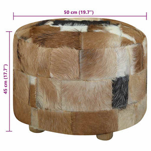 Pouf Rotondo in Pelle di Capra 50x50x45 cm 244548