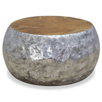 Tavolino da Salotto-Tavolino da soggiorno-Tavolo in Alluminio e Legno di Teak 60x60x30 cm