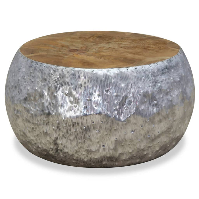 Tavolino da CaffÃ¨ in Alluminio e Legno di Teak 60x60x30 cm  cod mxl 22522