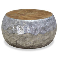 Tavolino da Salotto-Tavolino da soggiorno-Tavolo in Alluminio e Legno di Teak 60x60x30 cm