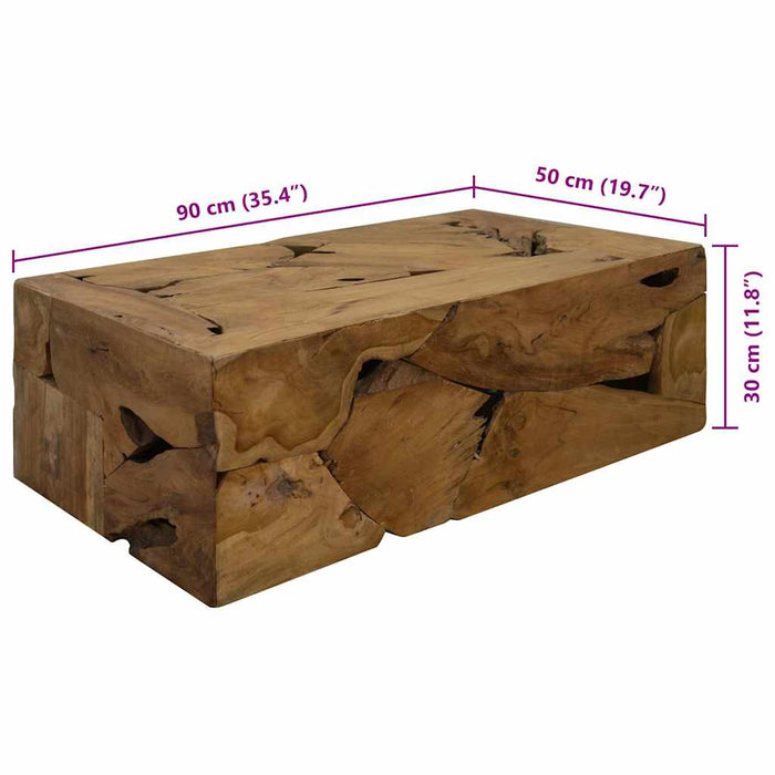 Tavolino da Caffè in Autentico Legno di Teak 90x50x30cm Marrone 244558