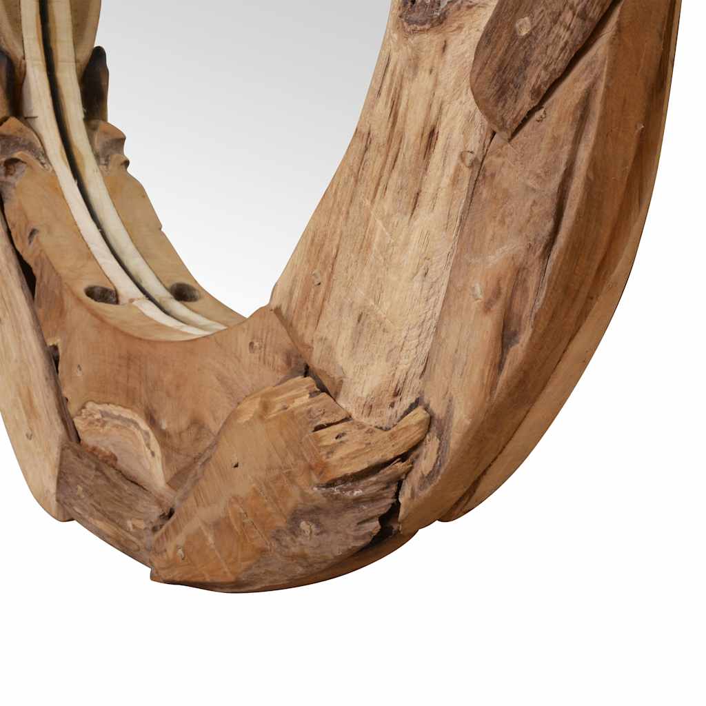 Specchio Decorativo in Legno di Teak-Specchi da interno ed esterno 60 cm Rotondo