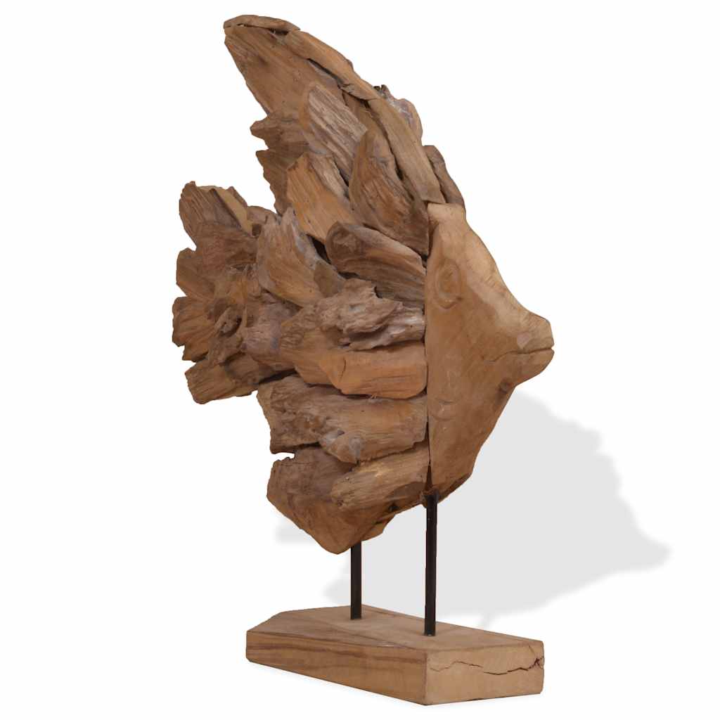 vidaXL Scultura di Pesce in Teak 40x12x57 cm