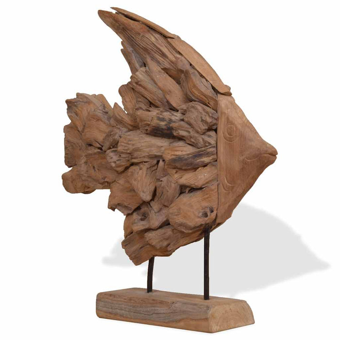 vidaXL Scultura di Pesce in Teak 40x12x57 cm