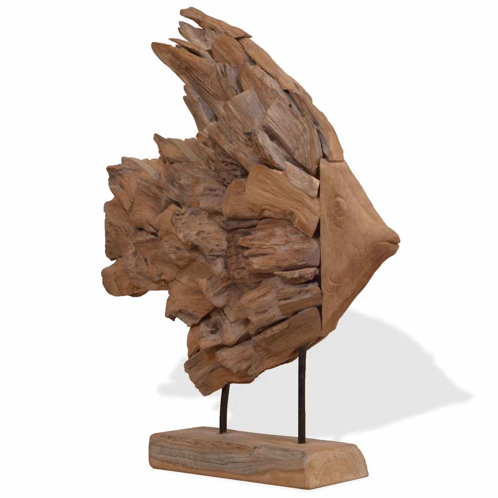 vidaXL Scultura di Pesce in Teak 40x12x57 cm