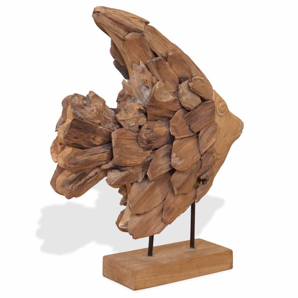 vidaXL Scultura di Pesce in Teak 40x12x57 cm