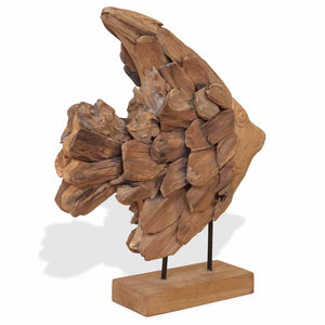 vidaXL Scultura di Pesce in Teak 40x12x57 cm