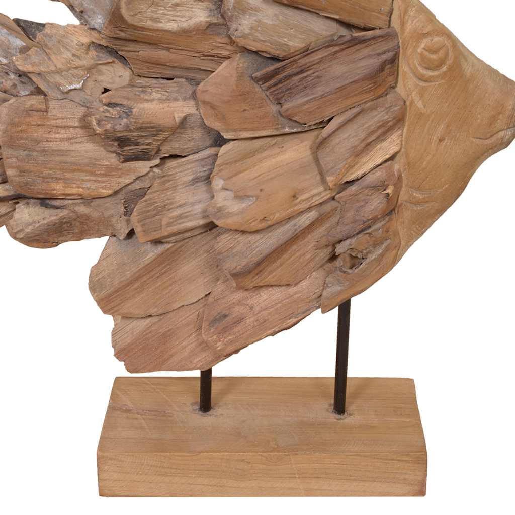 vidaXL Scultura di Pesce in Teak 40x12x57 cm