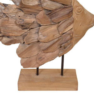 vidaXL Scultura di Pesce in Teak 40x12x57 cm