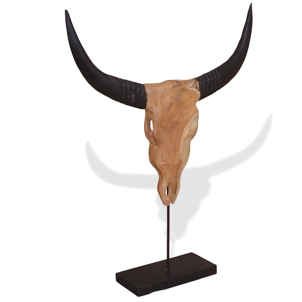 Scultura Teschio di Toro in Teak 66x15x88 cm 244566