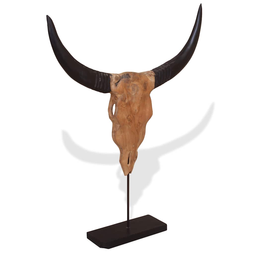Scultura Teschio di Toro in Teak 66x15x88 cm 244566
