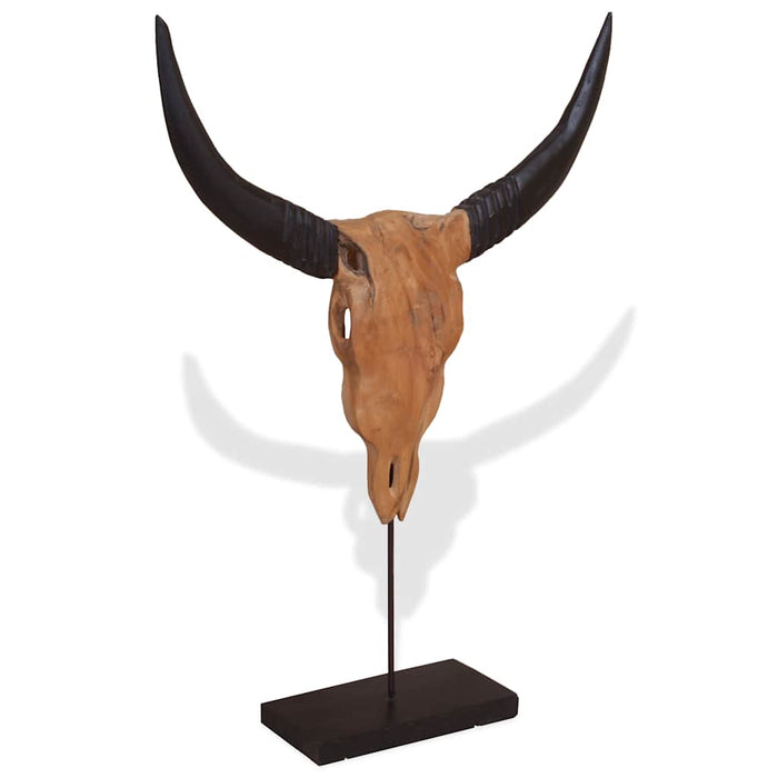 Scultura Teschio di Toro in Teak 66x15x88 cm 244566