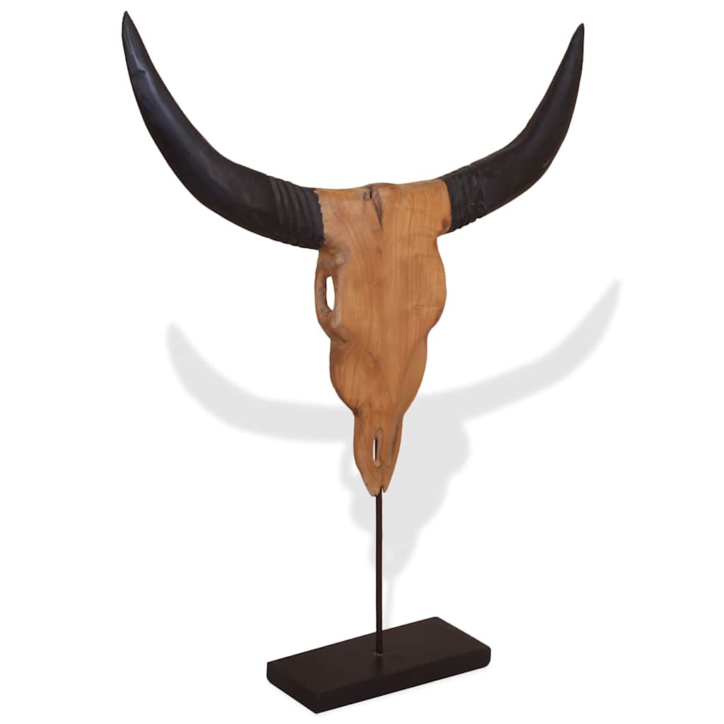 Scultura Teschio di Toro in Teak 66x15x88 cm 244566
