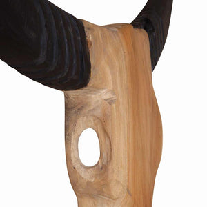 Scultura Teschio di Toro in Teak 66x15x88 cm 244566
