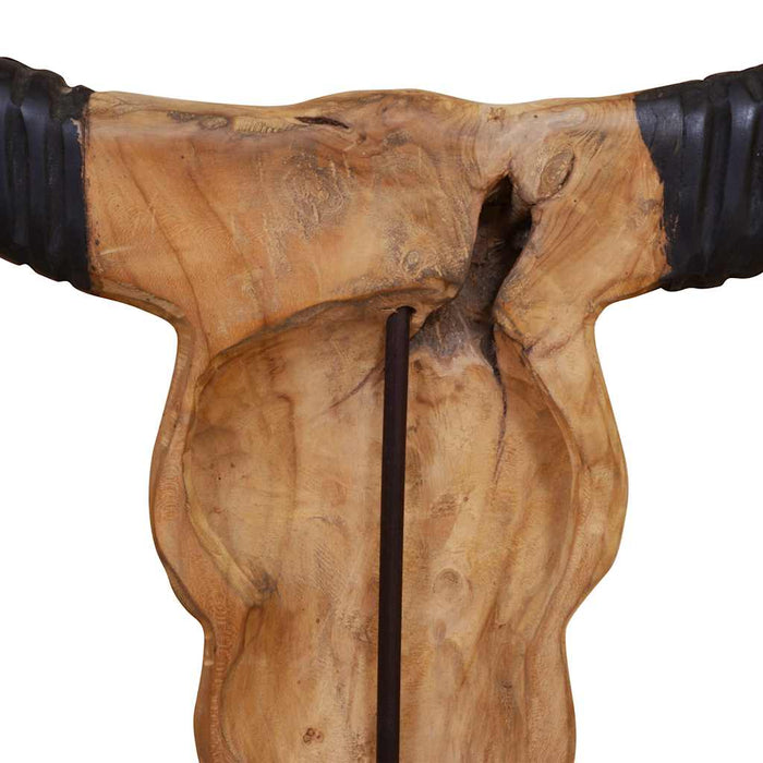 Scultura Teschio di Toro in Teak 66x15x88 cm