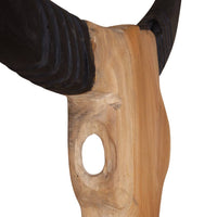 Scultura Teschio di Toro da Parete in Teak 69x6x60 cm 244567